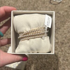 House of Harlow 1960 Gold Bracelets with Intricate Beaded Design